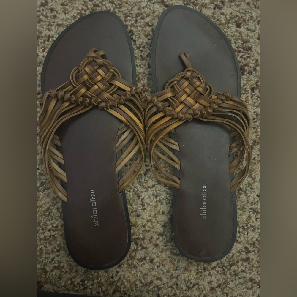 Xhilaration Women's Brown Woven Sandals